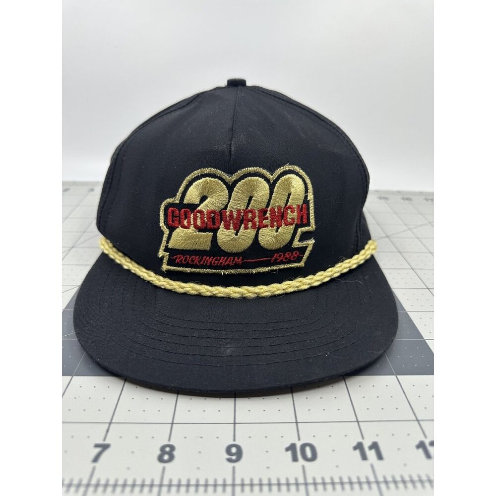 Vintage Goodwrench 200 Rockingham Hat Mens OSFA Black Excellent 1988 NASCAR Rope